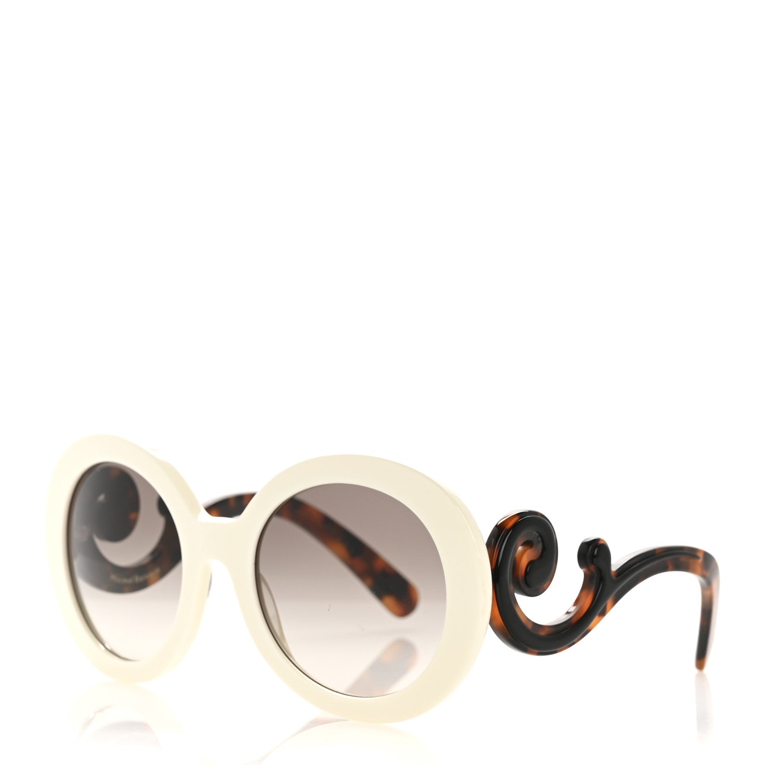 Prada Baroque SPR 27N Round Sunglasses Ivory Tortoise 1 of 9