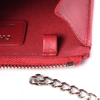 Chanel Caviar Quilted Diamond CC Key Holder Case Dark Pink 10 of 10