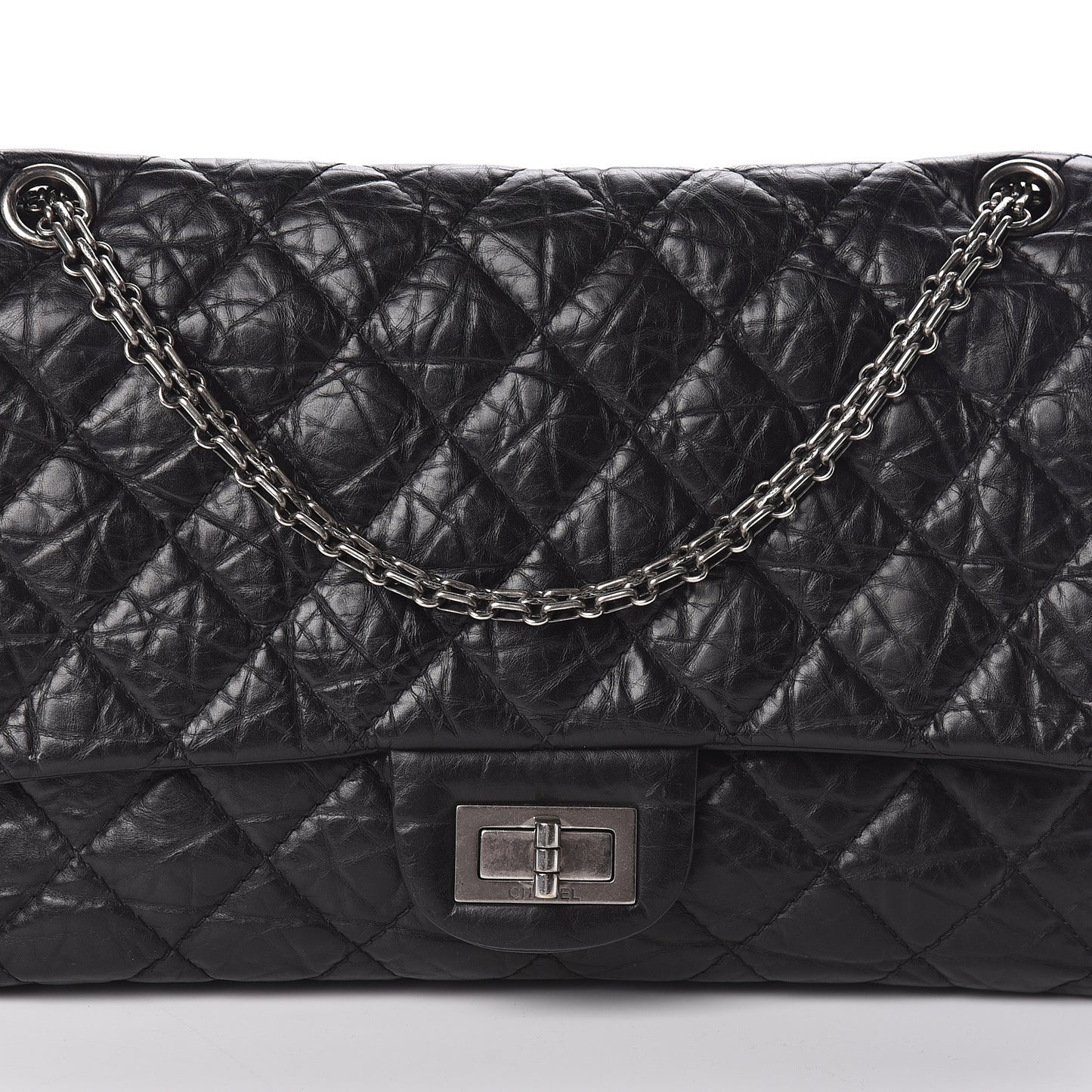 Aged Calfskin Quilted 2.55 Reissue 227 Flap Black