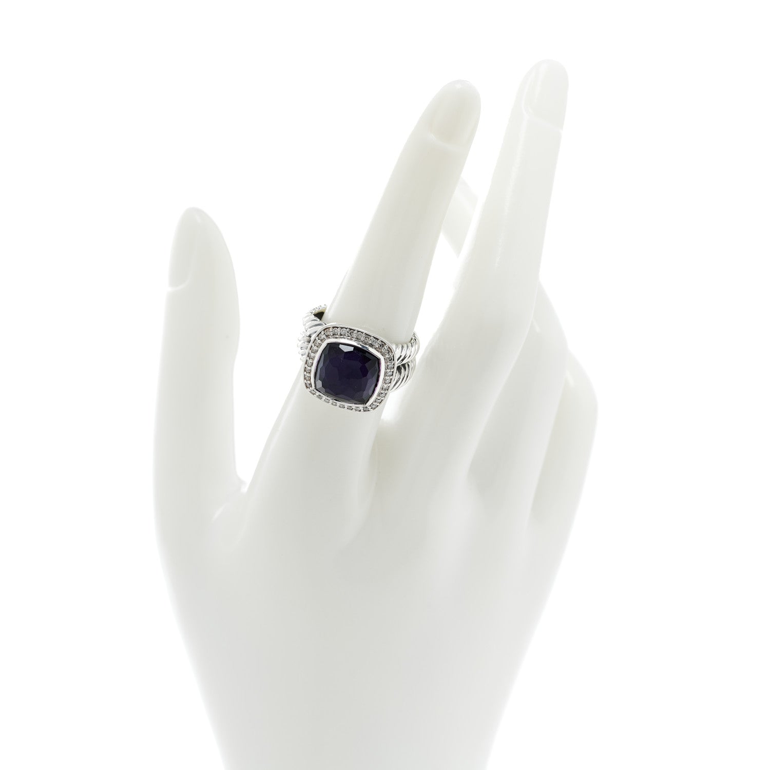 David Yurman Sterling Silver Diamond Black Orchid 11mm Albion Ring 55 7.25 2 of 4