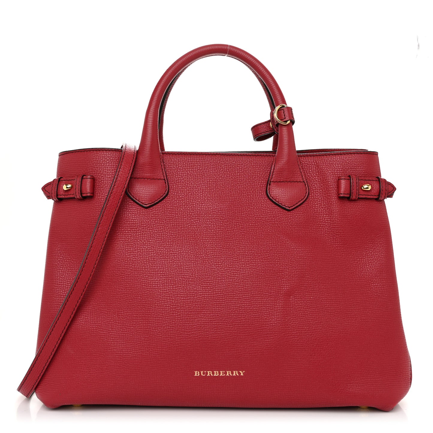 Derby Calfskin House Check Medium Banner Tote Russet Red