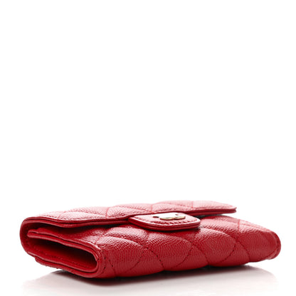 Chanel Caviar Quilted Flap Card Holder Wallet Red 4 of 9