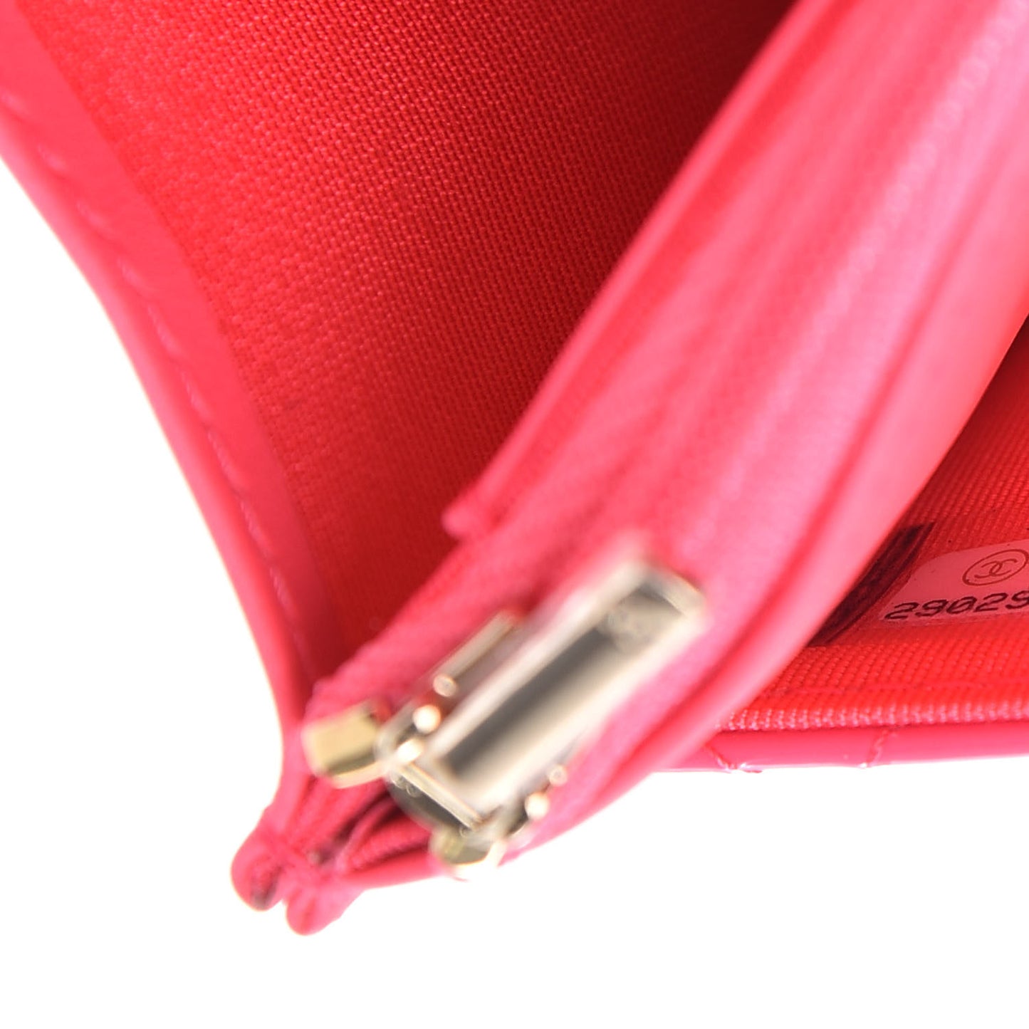 Patent Calfskin Quilted Wallet On Chain WOC Pink