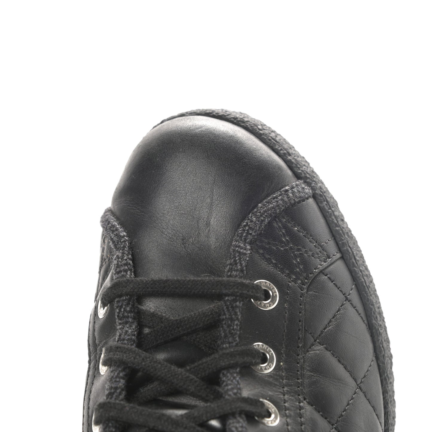 Lambskin Quilted High Top Sneakers 38.5 Black