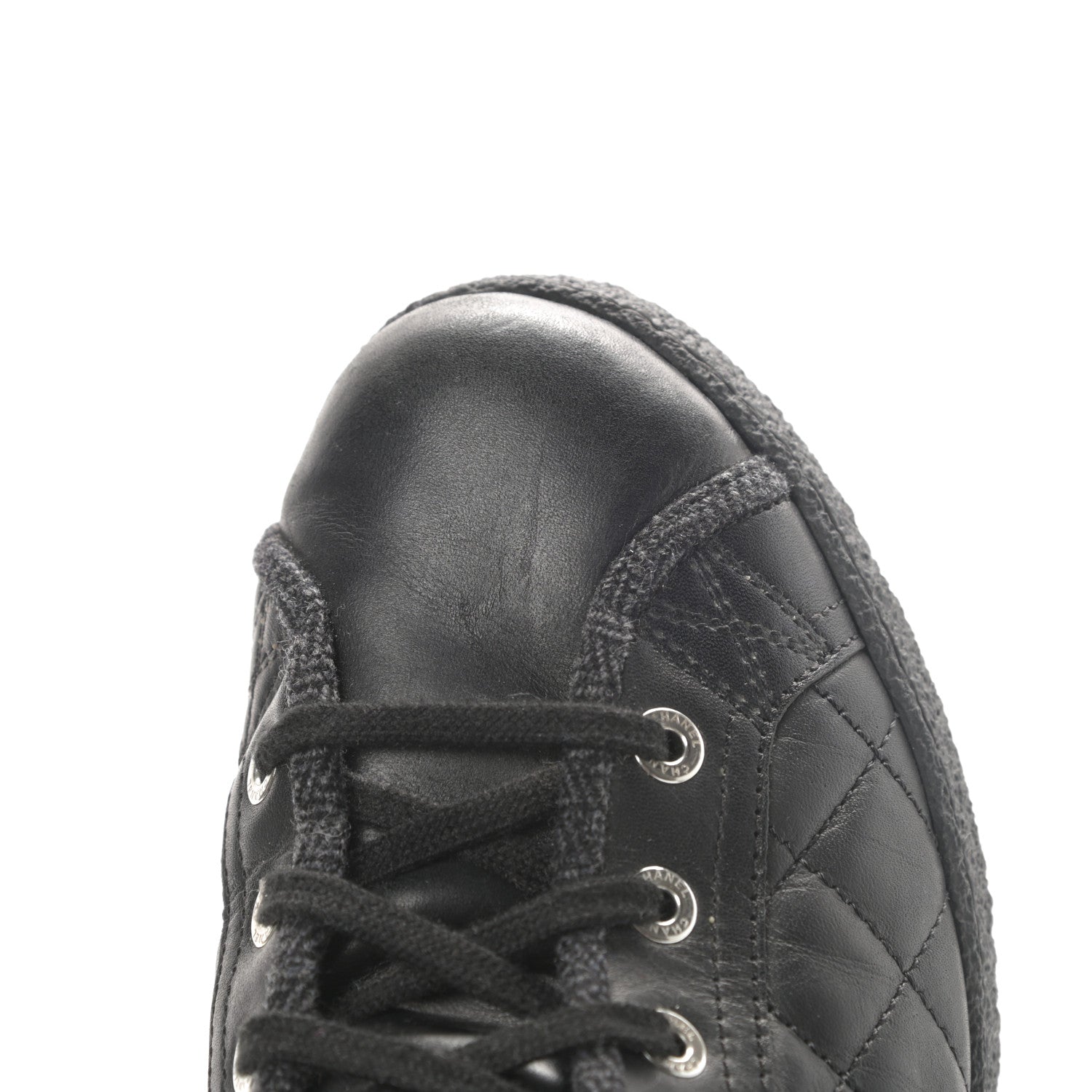 Chanel Lambskin Quilted High Top Sneakers 38.5 Black 10 of 10