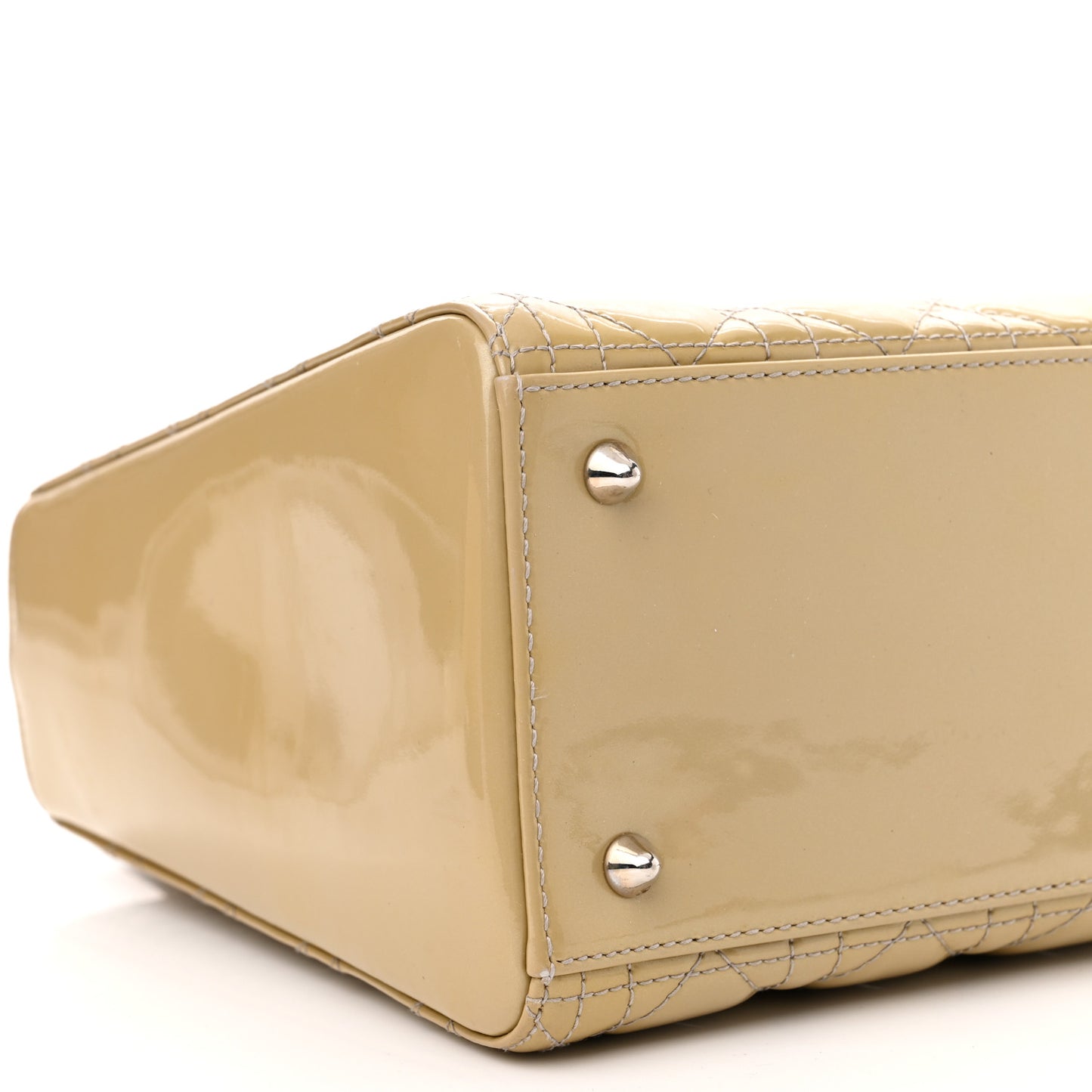 Patent Cannage Medium Lady Dior Beige