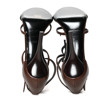 Saint Laurent Calfskin Cassandra 100 Sandals 38.5 Brown Gold 5 of 7