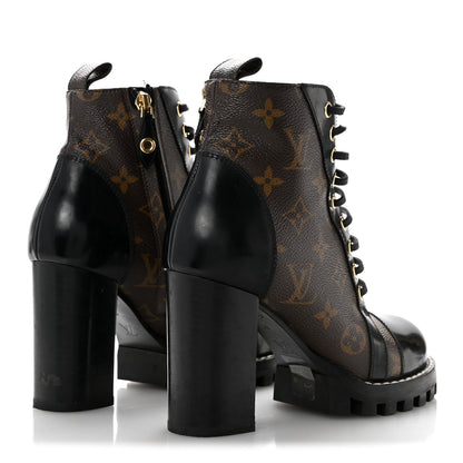 Louis Vuitton Patent Calfskin Monogram Star Trail Ankle Boots 36 Black 5 of 10