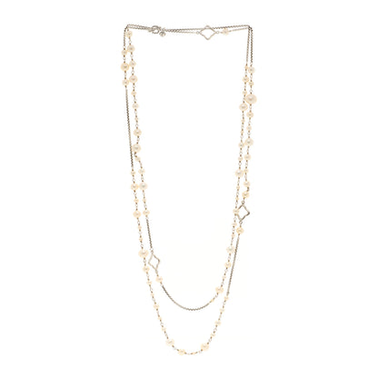 David Yurman Sterling Silver Cultured Pearl Quatrefoil Long Chain Necklace 3 of 4