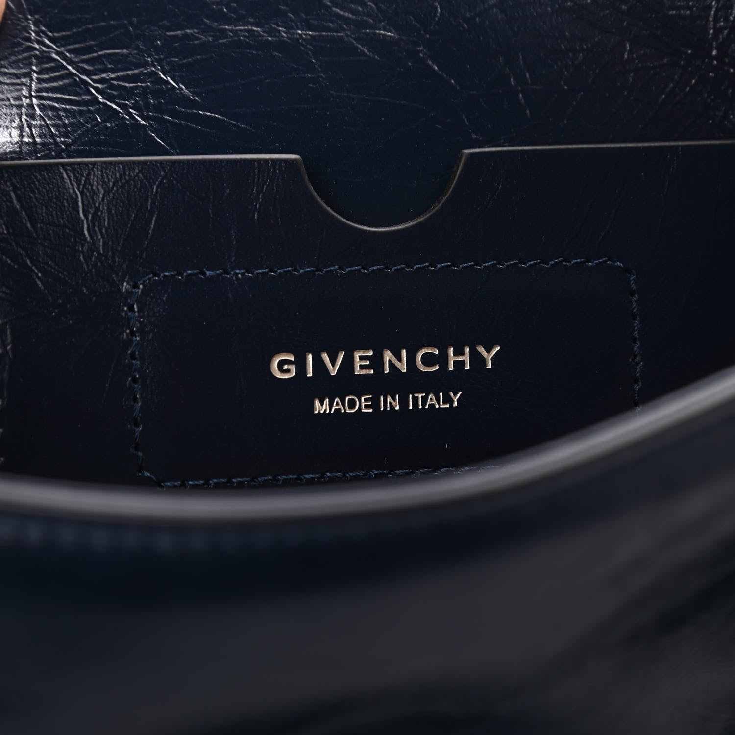 Givenchy Creased Patent Calfskin Medium ID Flap Navy Blue 6 of 9