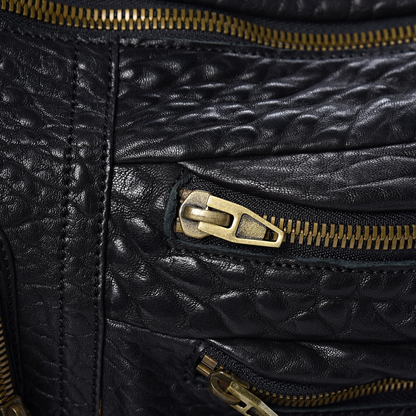 Pebbled Lambskin Max Fanny Pack Belt Bag Black