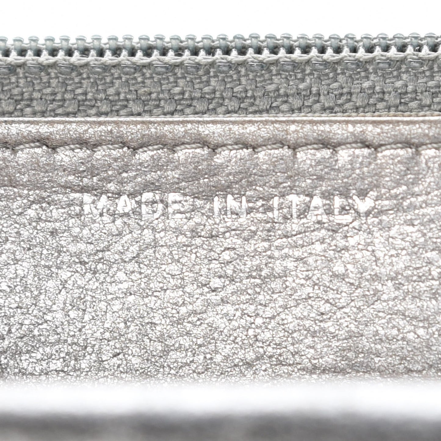 Metallic Calfskin Quilted Boy Wallet On Chain WOC Silver