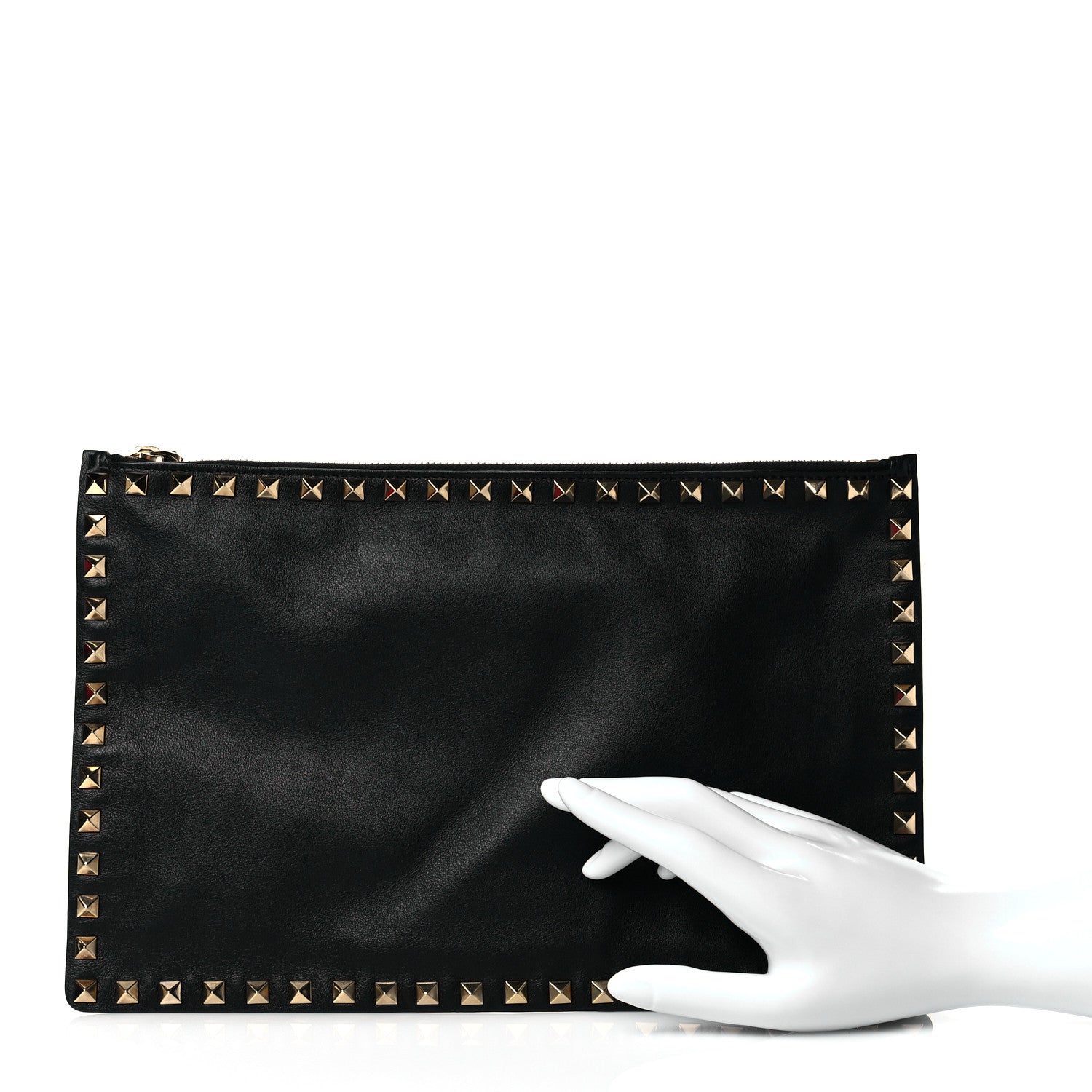 Valentino Garavani Vitello Large Rockstud Zip Pouch Black 2 of 10