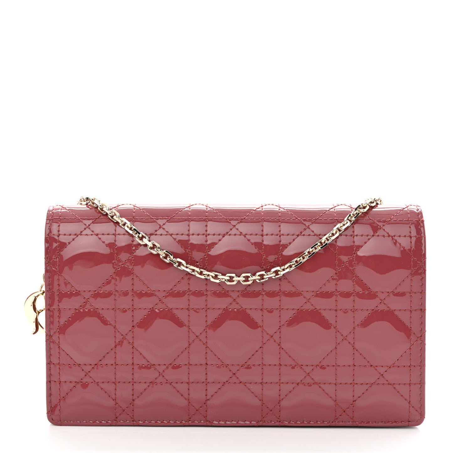 Patent Cannage Lady Dior Clutch Mallow Rose