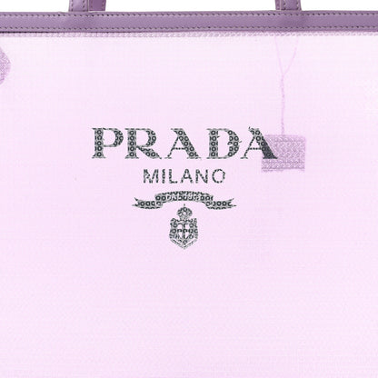 Prada Mesh Paillettes Spazzolato Logo Shopping Tote Lilium 12 of 14