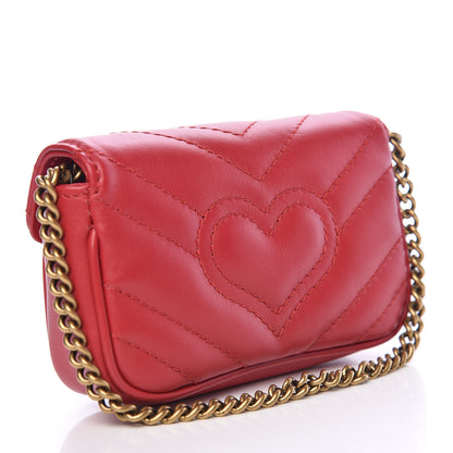 Gucci Calfskin Matelasse GG Marmont 2.0 Coin Purse On A Chain Hibiscus Red 3 of 10