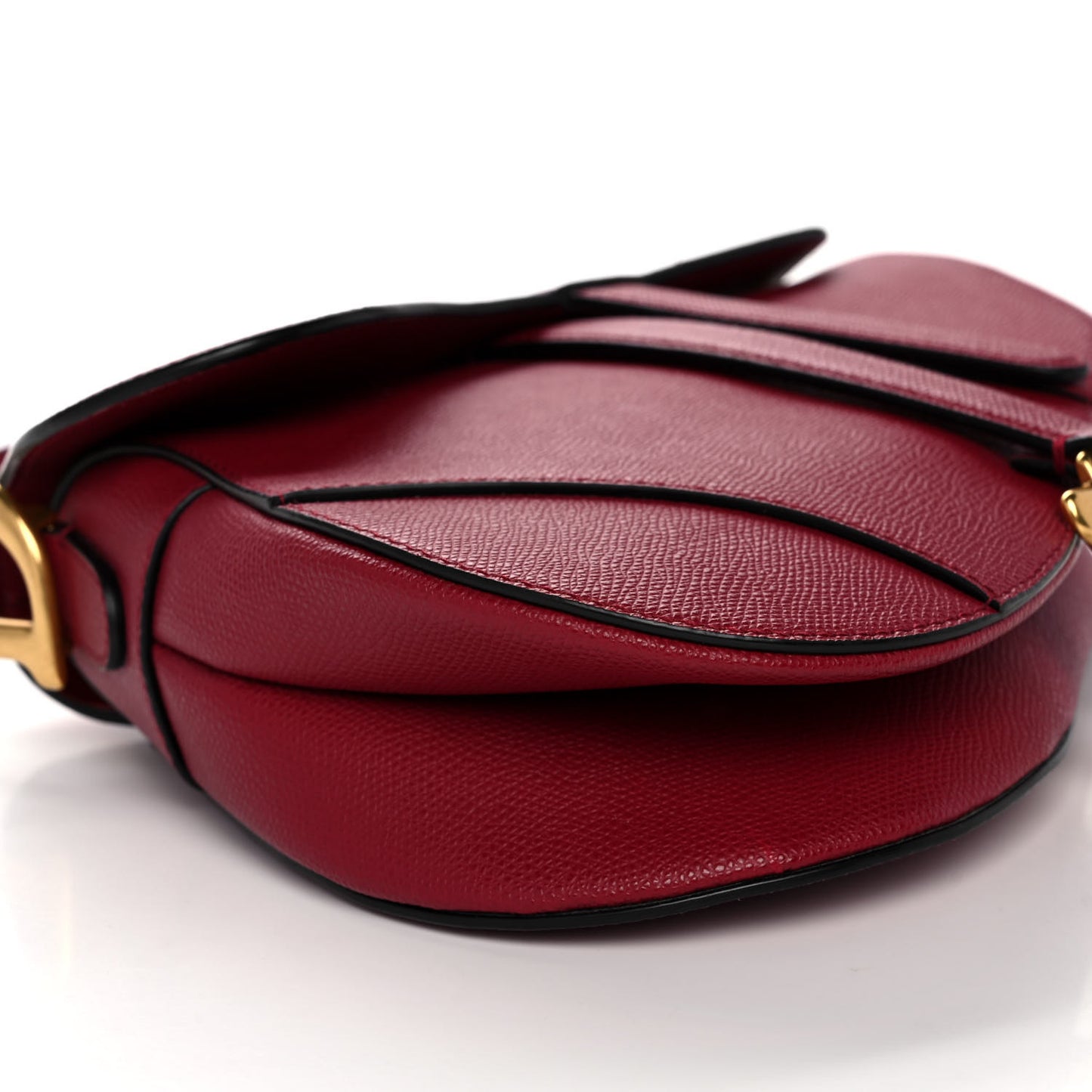 Grained Calfskin Saddle Bag Burgundy