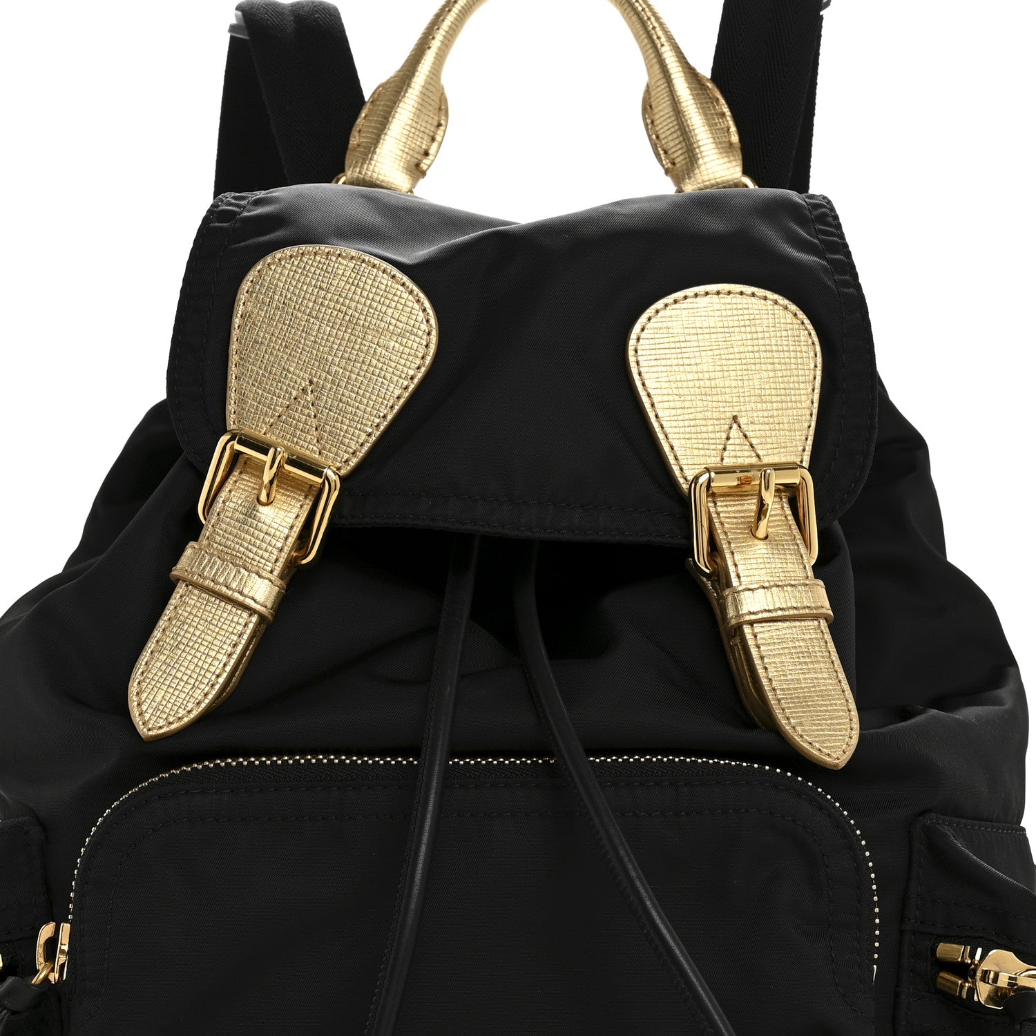 Burberry Nylon Medium Rucksack Runway Backpack Black Gold 1769227
