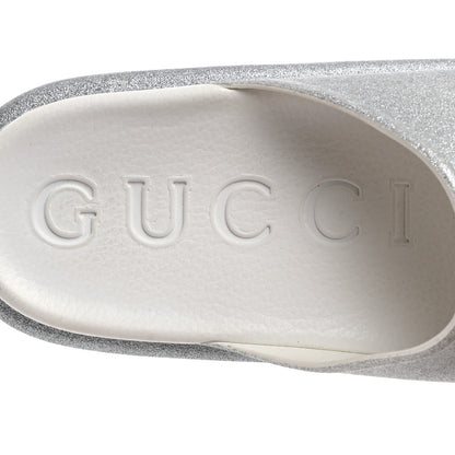 Gucci Glitter Rubber Womens Interlocking G Platform 42mm Slide Sandals 39 Silver 6 of 9