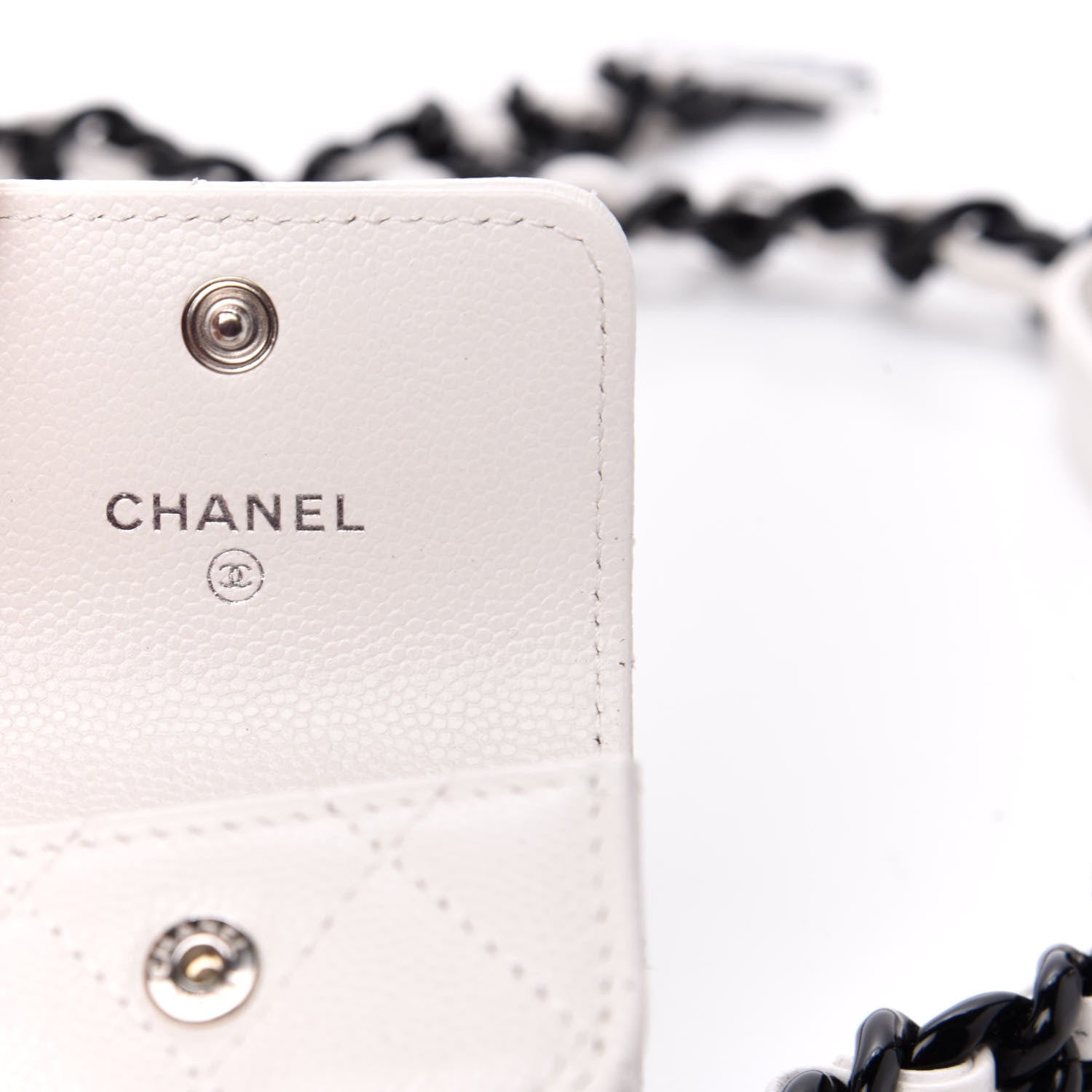 Chanel Caviar Quilted Airpods Pro Holder Belt White 6 of 12