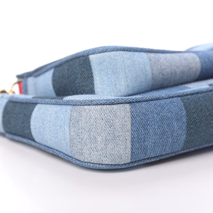 Louis Vuitton Denim Damier Monogram Patchwork Multi Pochette Accessories Blue Rouge 11 of 13