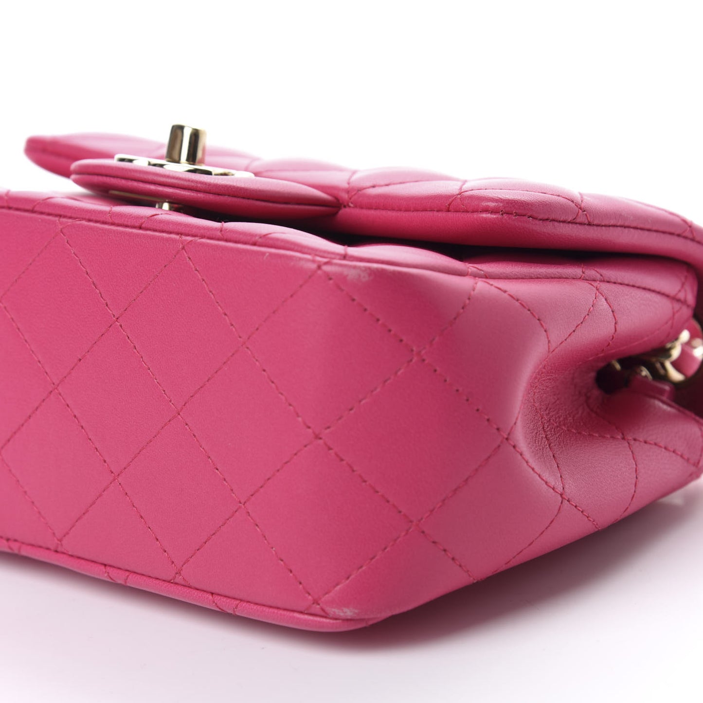 Lambskin Quilted Mini Square Flap Fuchsia