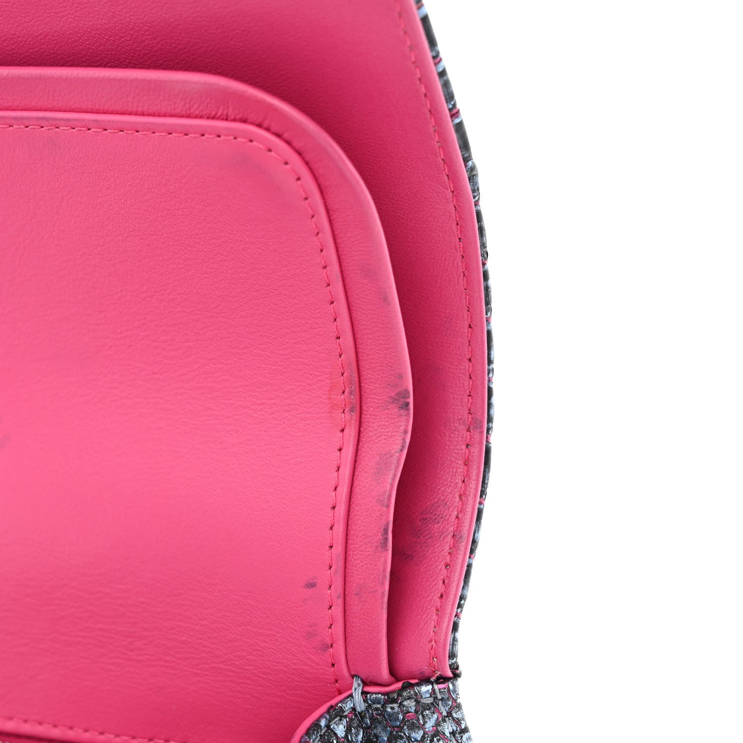 Chanel Metallic Snakeskin Medium Double Flap Light Blue Pink 12 of 16