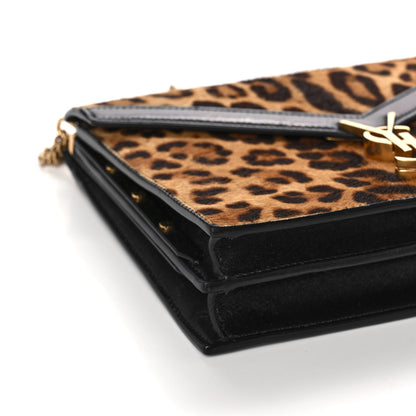 Saint Laurent Pony Hair Leopard Print Monogram Cassandra Clasp Bag Black 9 of 12