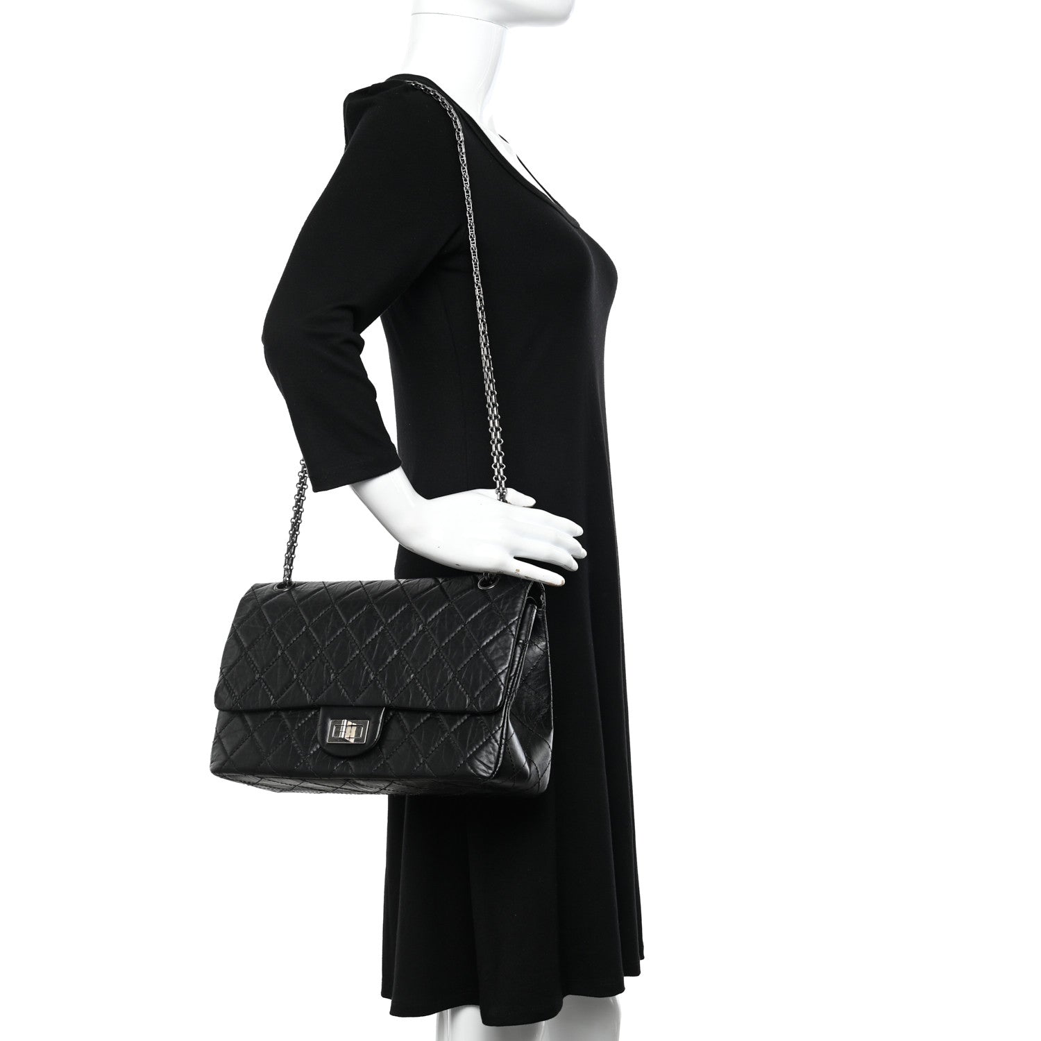 Chanel Aged Calfskin Quilted 2.55 Reissue 227 Flap Black 2 of 12