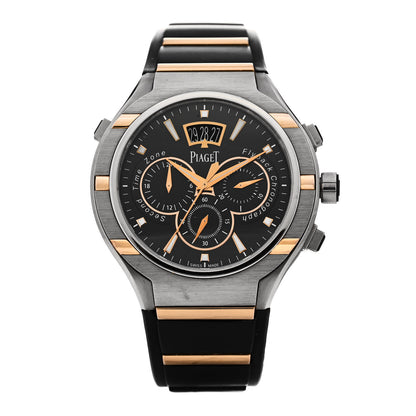 Piaget 18K Rose Gold Titanium Rubber 45mm Polo FortyFive Flyback Chronograph Automatic Watch Black 1 of 4