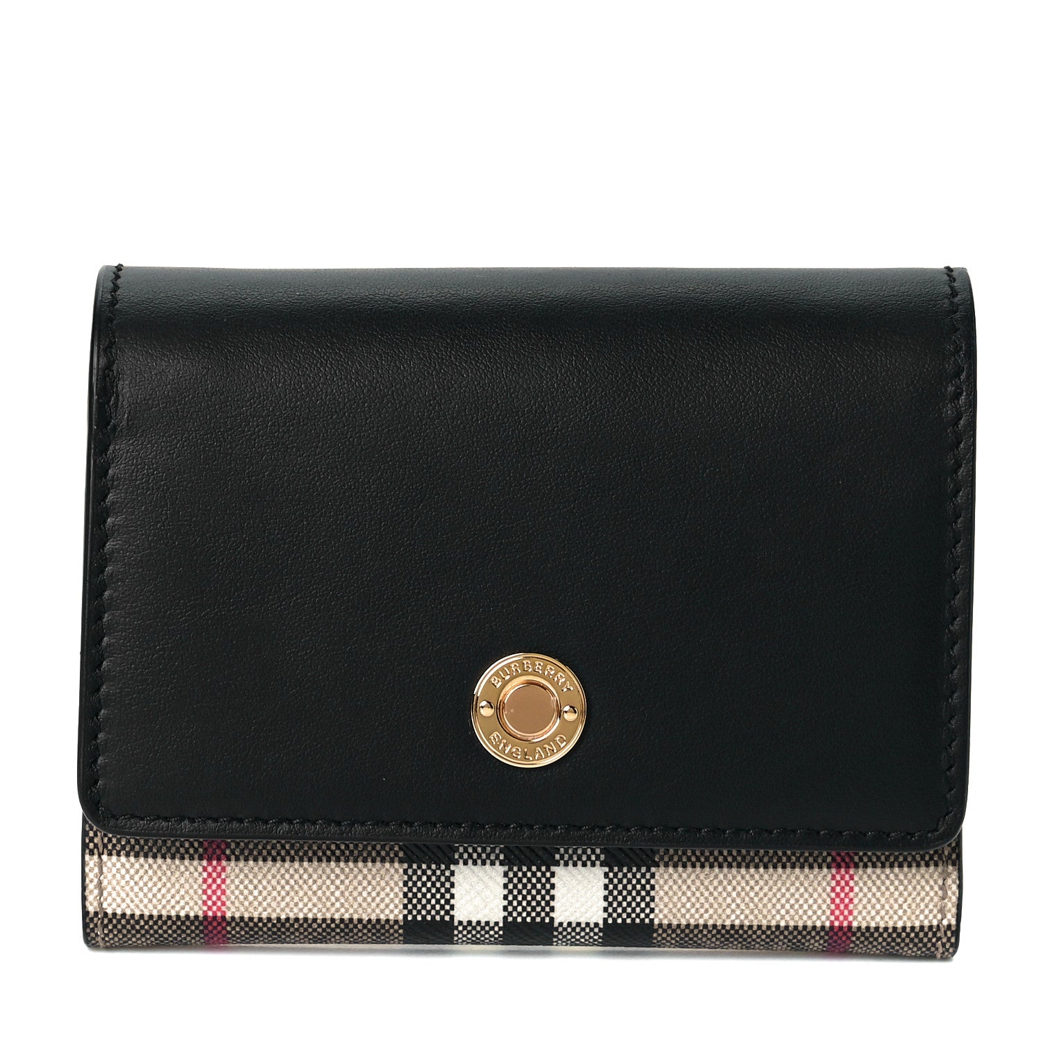 Burberry Calfskin House Check Compact Wallet Black 1 of 7