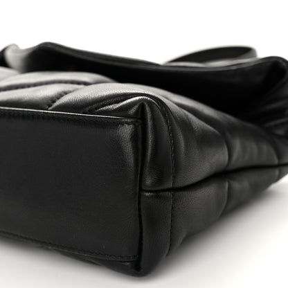 Saint Laurent Lambskin Quilted Toy Loulou Puffer Monogram Chain Satchel Black 10 of 11