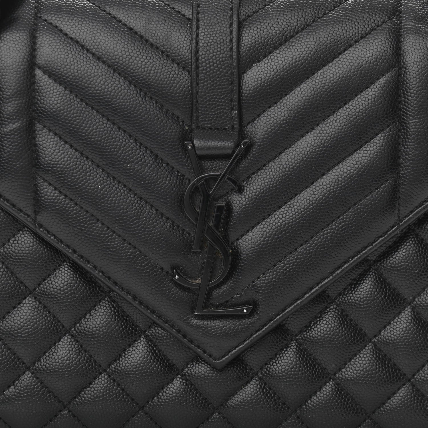 Saint Laurent Grain De Poudre Textured Mixed Matelasse Triquilt Medium Monogram Satchel Black 7 of 11