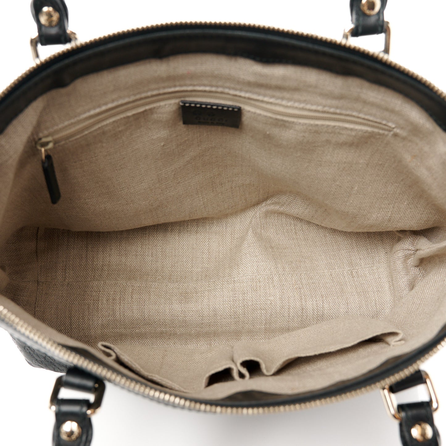 Soft Microguccissima Small Zippered Satchel Black