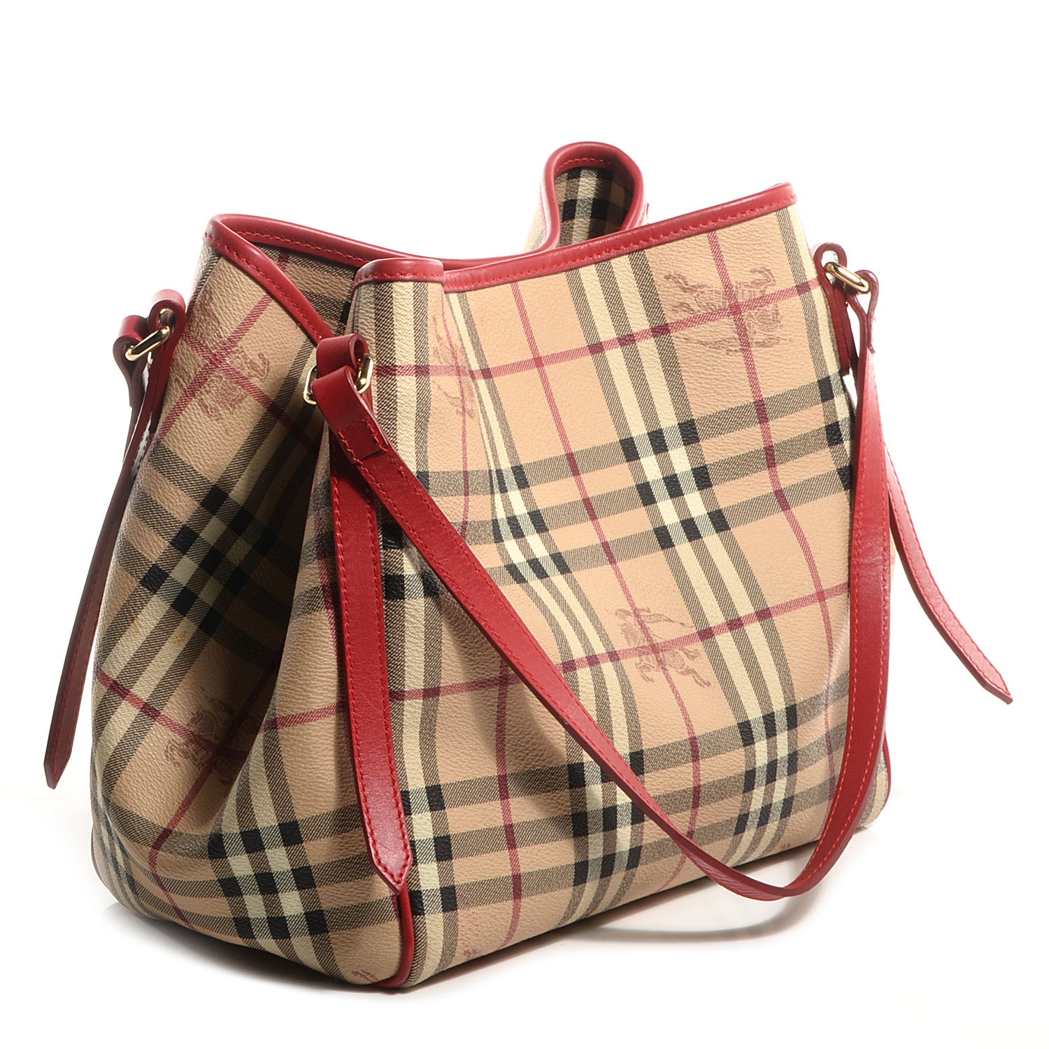 Burberry Haymarket Check Small Canterbury Tote Coral Red 3 of 9