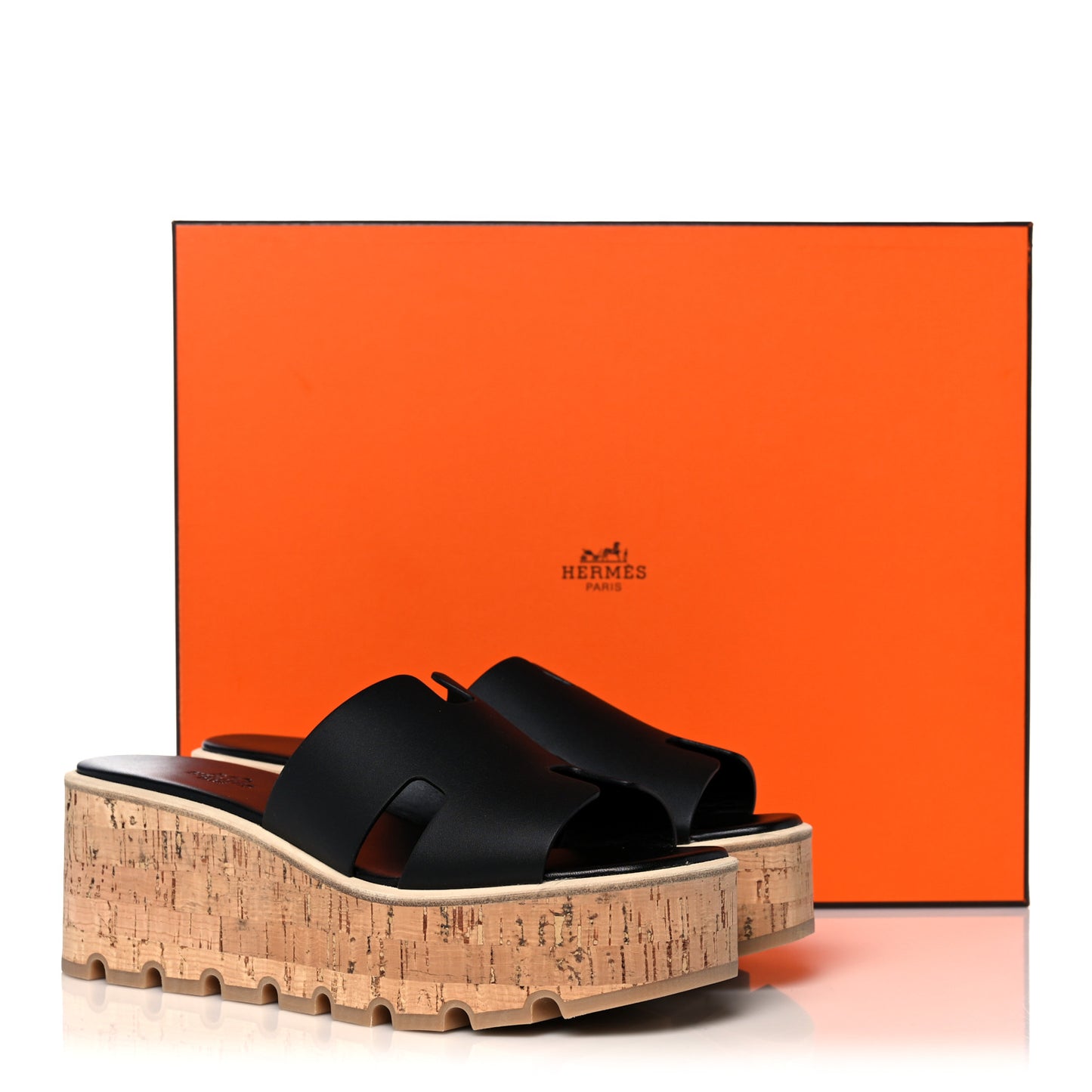 Calfskin Cork Eze 30 Sandals 39 Black