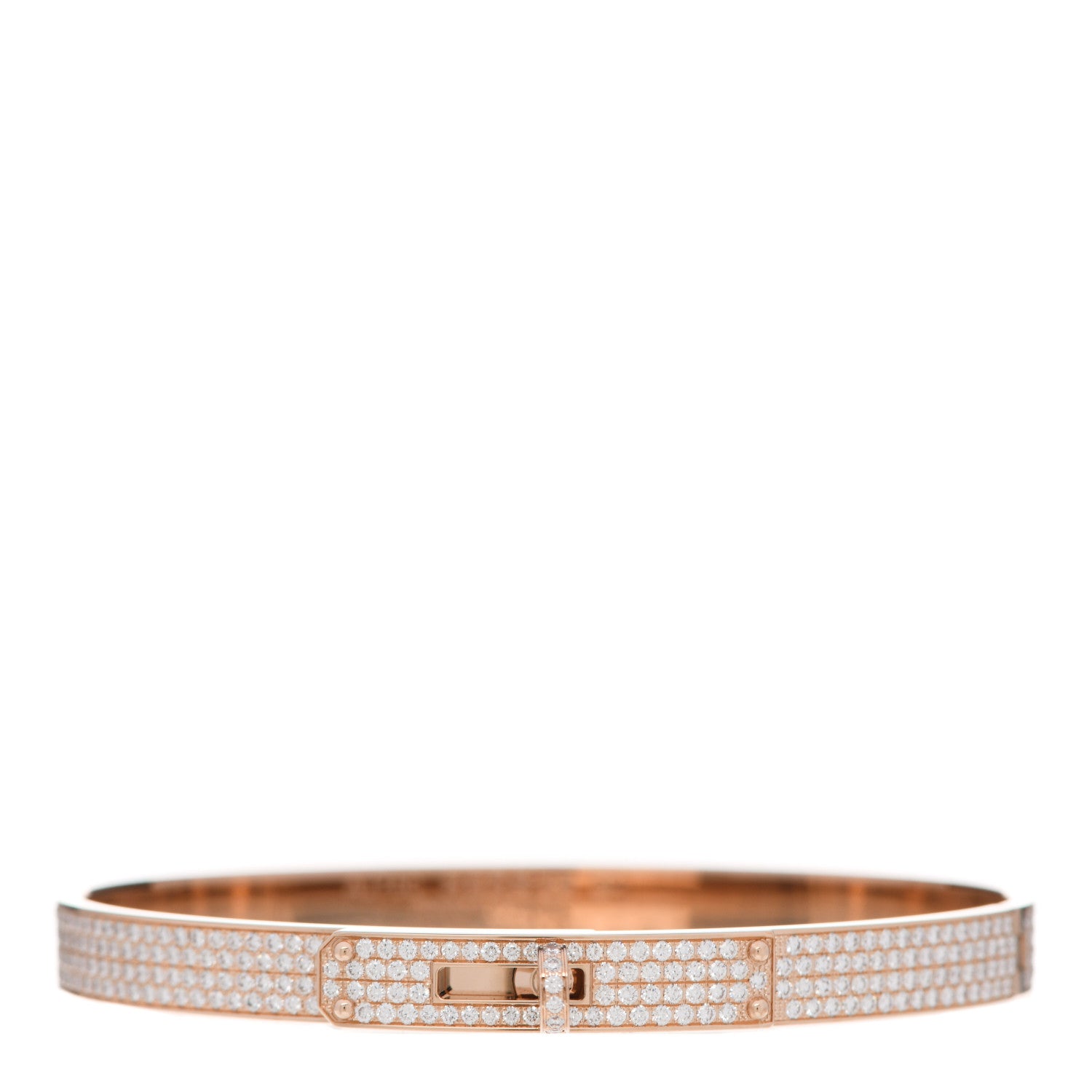 Hermes 18K Rose Gold Diamond PM Kelly Full Pave Bracelet SH 1 of 5