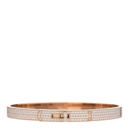 Hermes 18K Rose Gold Diamond PM Kelly Full Pave Bracelet SH 1 of 5
