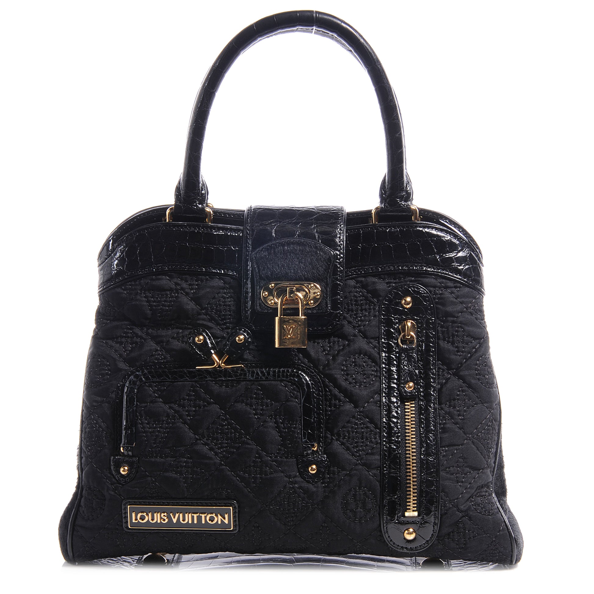 Louis Vuitton Monogram Silk Pony Hair Alligator Trim Linda Black 1 of 7