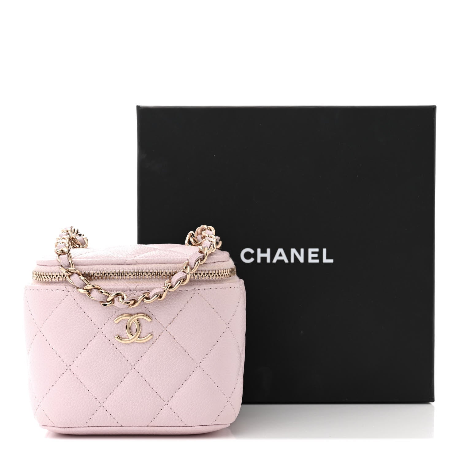 Chanel Caviar Quilted Tiny CC Mini Vanity Case With Chain Light Pink 14 of 14