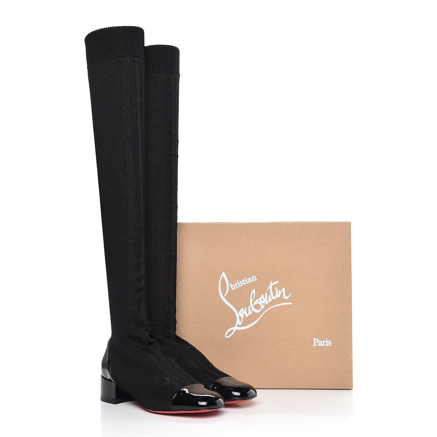 Christian Louboutin Maille Tricot Patent Trebiba 35 Sock Boots 37 Black 7 of 7