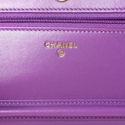Chanel Lambskin Quilted Wallet On Chain WOC Purple 10 of 16
