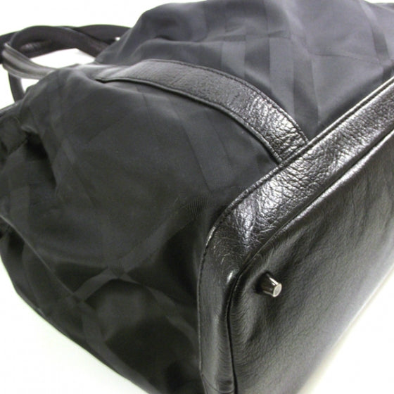 Burberry Nylon Tonal Check Diaper Bag Black 5 of 9