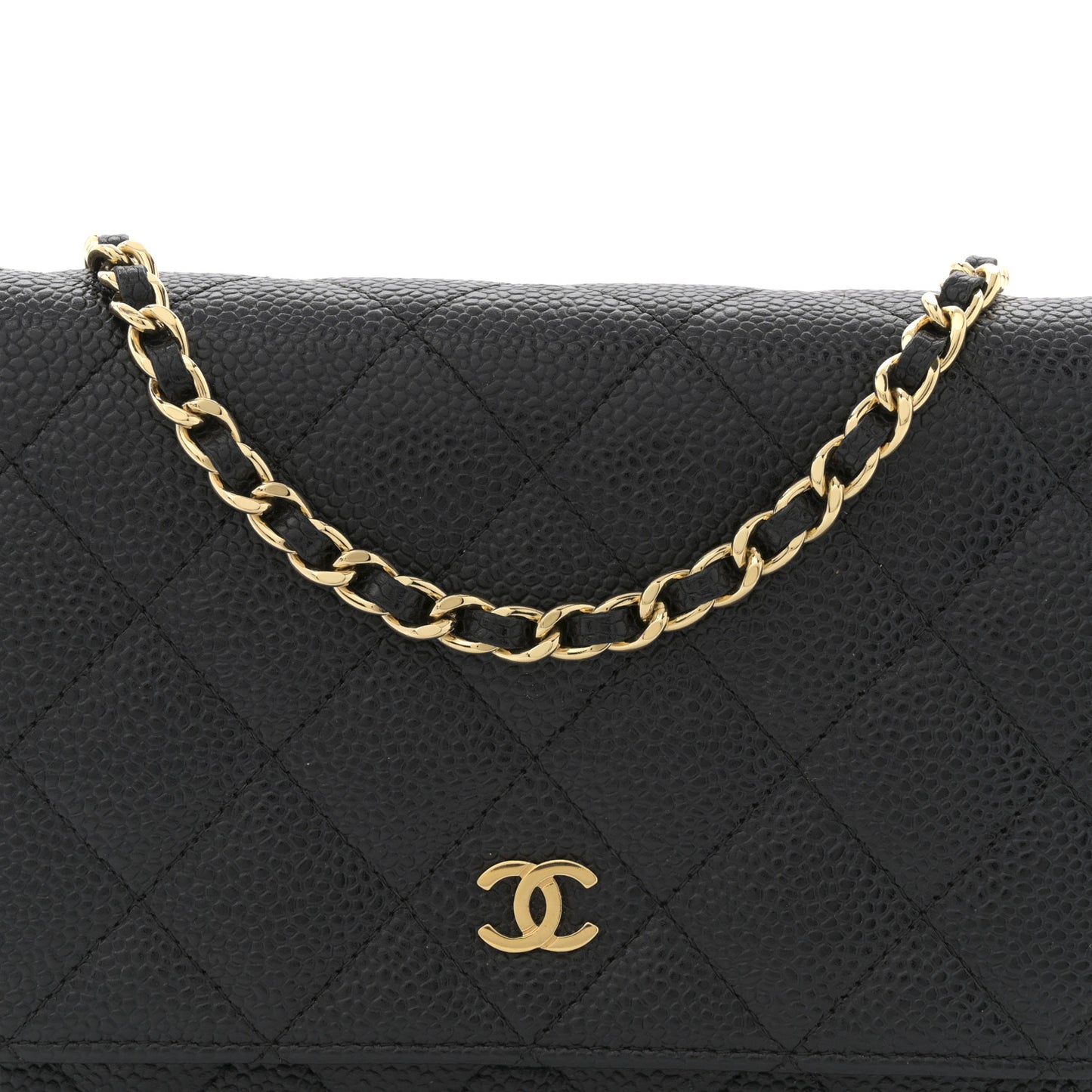 Caviar Quilted Wallet on Chain WOC Black