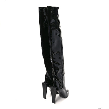 Saint Laurent Patent Over The Knee Boots 41 Black 4 of 6