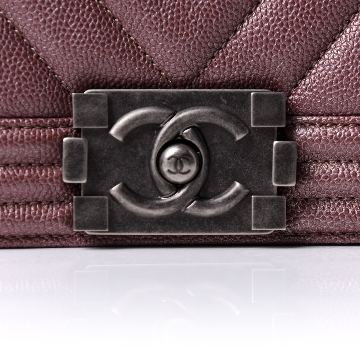 Chanel Metallic Caviar Chevron Quilted Medium Boy Flap Dark Pink 9 of 11