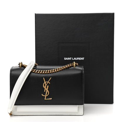 Saint Laurent New Aspen Calfskin Bi-Color Monogram Sunset Chain Wallet Black Dirty White 11 of 11