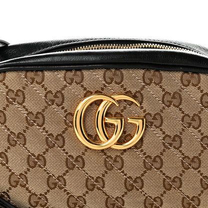 Gucci Monogram Matelasse Diagonal Small GG Marmont Chain Shoulder Bag Beige Black 8 of 11