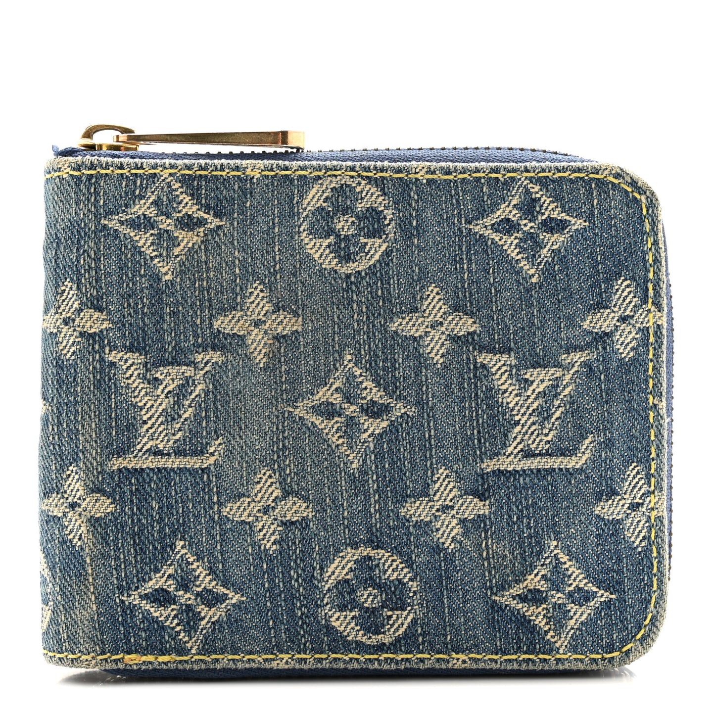 LOUIS VUITTON Denim Zip Compact Wallet Blue
