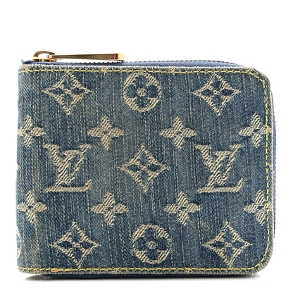 Louis Vuitton LOUIS VUITTON Denim Zip Compact Wallet Blue 1 of 11